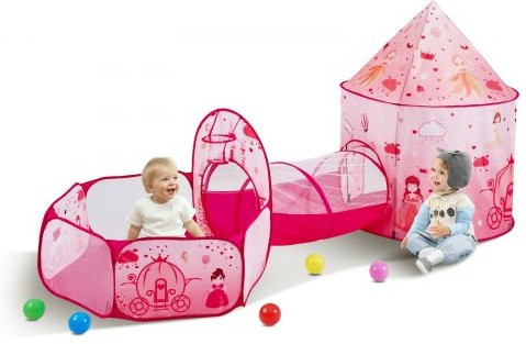 VEVOR 3 in 1 Kids Play Tent mit Tunnel, Magenta, ab 3 - 6 Jahren