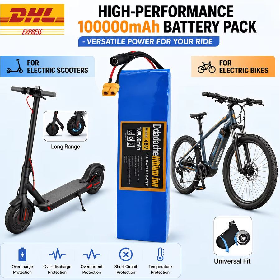 Ddadache Lithium-Ionen-Akku 48V 100Ah 2000W 13S3P in Blau mit BMS für 48V-Motoren - Bild 2