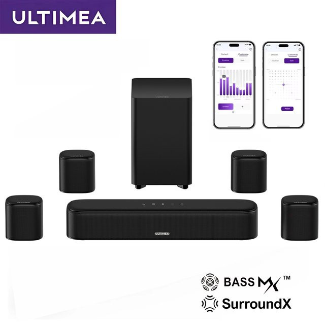 ULTIMEA 7.1 Heimkino-Audiosystem mit 4 Surround-Lautsprechern und App-Steuerung, Black - Bild 1