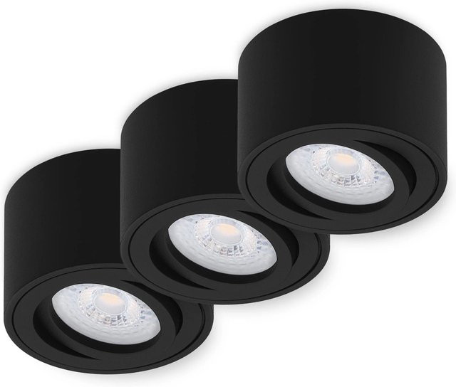 Oktaplex 3er Set Lile S Alu Aufbaustrahler Schwarz mit schwenkbaren LED-Modulen Warmweiß 3000K - Bild 1