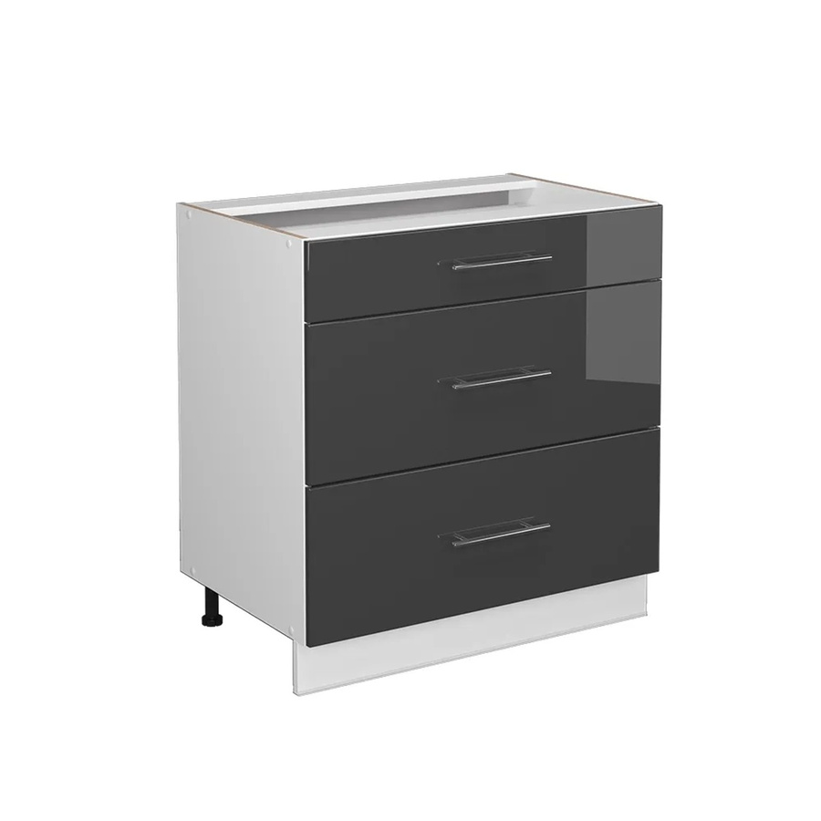 Vicco Badschrank Fame-Line Anthrazit Hochglanz/Weiß mit 3 Schubladen und Soft-Close-Türen, Breite: 80 cm, Höhe: 82 cm - Bild 2