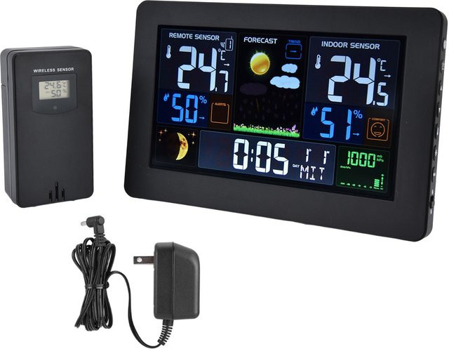 TOMTOP JMS Digitale Farbwetterstation mit Hintergrundbeleuchtung und großer Zahlenanzeige in Schwarz - Bild 1