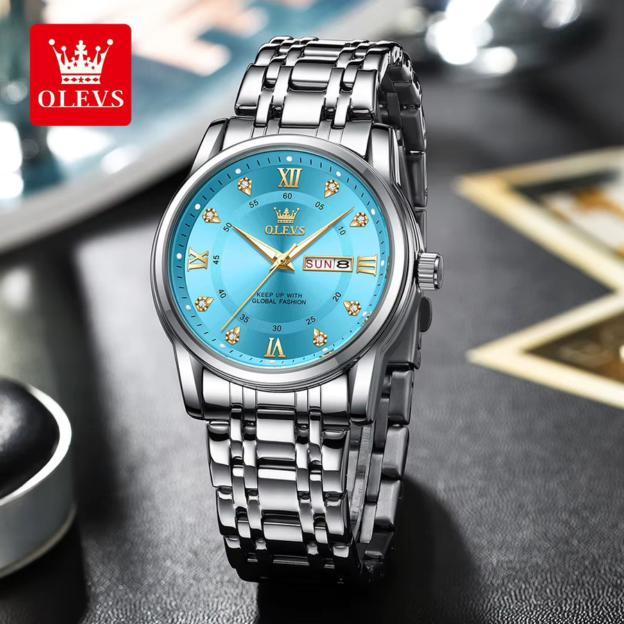 OLEVS Armbanduhr Quarz, Edelstahl, Blau, Herren - Bild 2