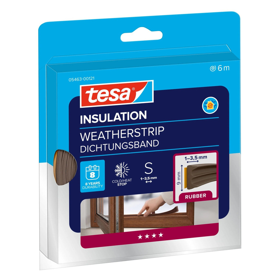 tesamoll 5463 E-Profil Gummidichtung aus EPDM-Kautschuk selbstklebend braun 6 m x 9 mm - Bild 2