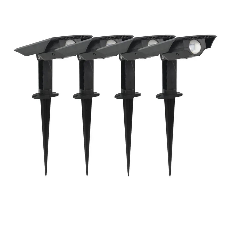 LUXULA LED Solar Gartenstrahler Set 4er Pack in Schwarz mit Erdspieß, 4000K Neutralweiß, IP54 wetterfest für Außenbereich und Garten - Bild 2