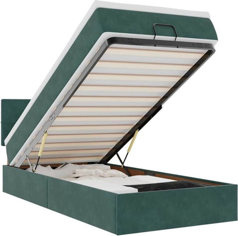 vidaxl Ottoman Polsterbett mit Matratze aus Samt in Grün, B/T/H: 80 x 200 x 78 cm - Bild 1