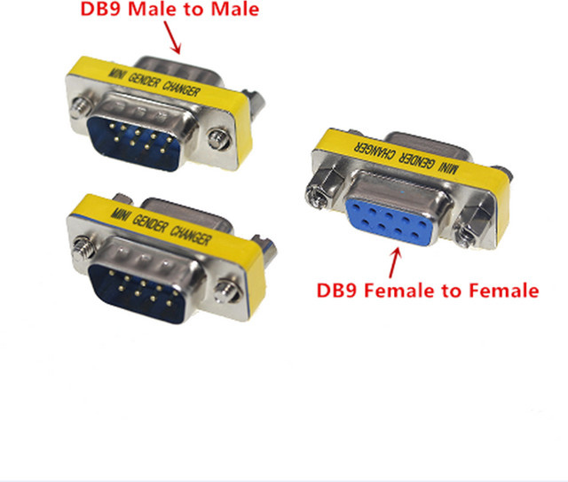 RS232 Serial Port COM Connector Adapter Null Modem Gender Changer für DB9/15/25/37 Pin VGA Buchse auf Buchse, Stecker auf Stecker oder Stecker auf Buchse in Gelb - Bild 1