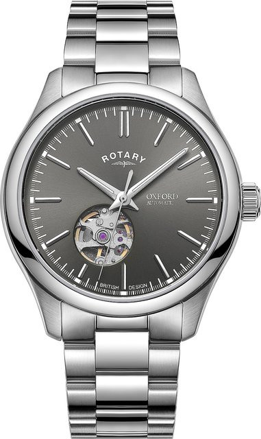 Rotary Automatik Herrenuhr, Edelstahl, 40 mm, Grau, 5 ATM - Bild 1