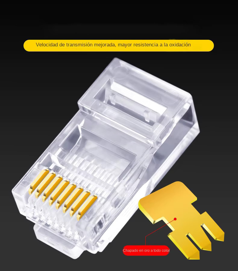 100 Stück Mrgabwte RJ45 Ethernet LAN Modulstecker Cat5 mit vergoldeten Kontakten in Transparent/Gold - Bild 4