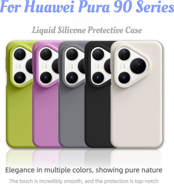 Stoßfeste Flüssigsilikon-Handyhülle mit Fleece-Innenseite für Huawei Pura 90 Pro Max 80 70 Pro Plus Ultra in Macaron-Farben - Bild 1