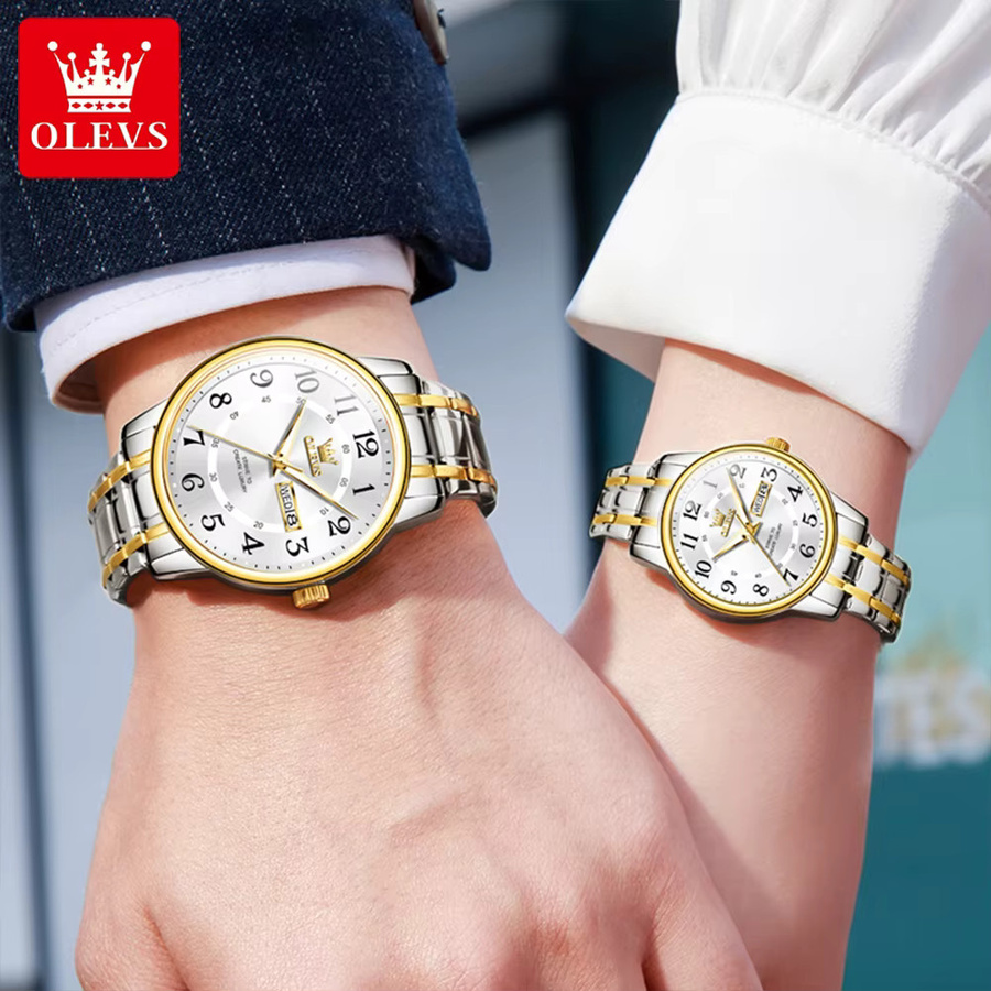 OLEVS Armbanduhr, Quarz, Edelstahl, Weiß, Rosa, Unisex - Bild 1