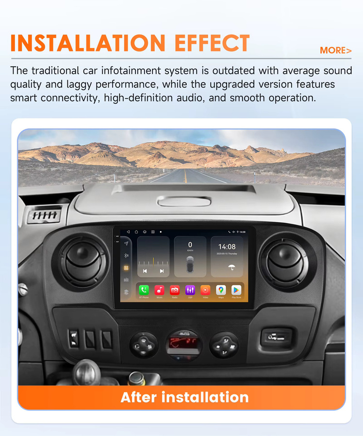 OSSURET Android Auto-Radio mit CarPlay für Opel Movano, Renault Master III und Nissan NV400 (2010-2019), Schwarz - Bild 2