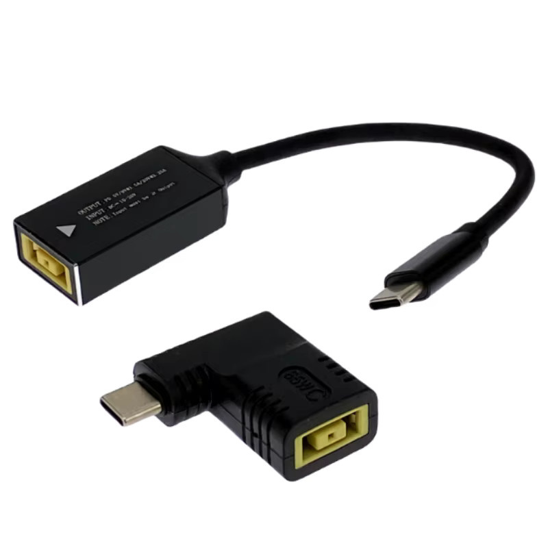 Lenovo 65 W USB Typ C PD Schnellladekabel mit DC Vierkantstecker auf Typ C PD Adapter Konverter in Schwarz - Bild 3