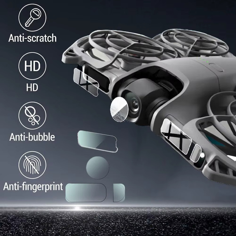 DJI Neo 2 Schutzfolien-Set: Gehärtetes Glas für das Objektiv sowie weiche Schutzfolien für Sensor und Anzeigebildschirm in Transparent - Bild 4