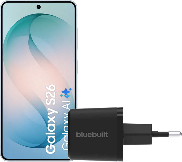 Samsung Galaxy S26 5G Smartphone 256GB Hellblau mit BlueBuilt Ladegerät 45 Watt Schwarz - Bild 1