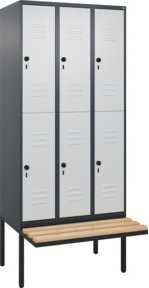 C+P Doppelstock-Spind Classic PLUS Sitzbank mit 3 Abteilen und Buche-Hartholz Sitzfläche, B/T/H: 212 x 90 x 81,5 cm - Bild 1