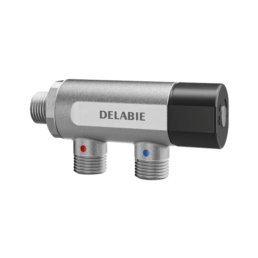 Delabie PREMIX COMPACT Thermostat-Mischbatterie G1/2B aus Messing in Silber unverchromt mit Safety-Stop - Bild 2