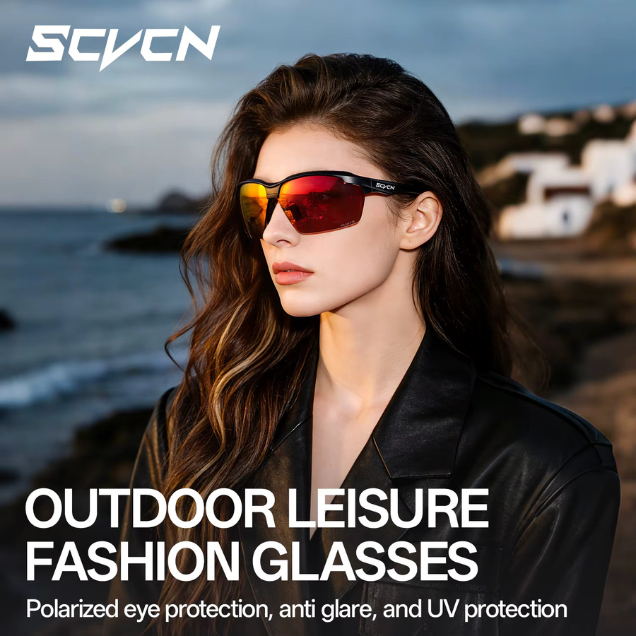 SCVCN Sportsonnenbrille, Vollrand, Kunststoff, Schwarz, Unisex, polarisiert - Bild 2