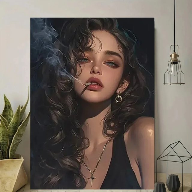 CIFBUY Vintage Smoke Lady Holzschild in Multicolour für dein Zuhause - Bild 1