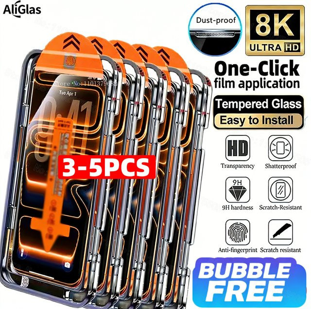 ONEVAN Staubbeständige Displayschutzfolien transparent für iPhone 11 12 13 14 15 16 17 Pro Max Plus Modelle - Bild 1