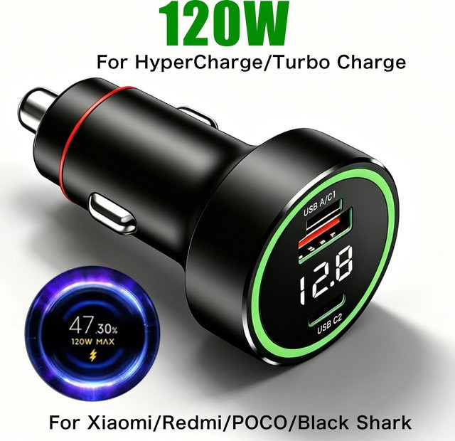 Xiaomi Hypercharger 120W Autoladegerät in Schwarz für Redmi POCO Black Shark, Tablet, Laptop und Smartwatch - Bild 1