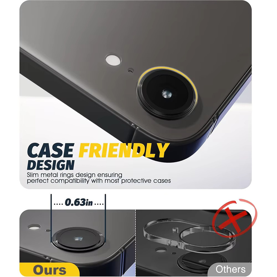Glitzer Kameralinsen-Schutzabdeckung aus Glas für iPhone 13 bis iPhone 17 Pro Max in Schwarz von NYFundas - Bild 5