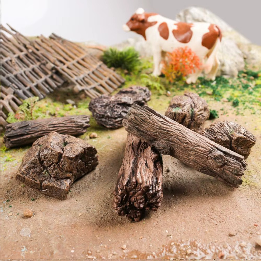 Braune Miniatur-Baumstumpf-Figur aus Kunststoff für deine Tischdekoration und dein Fee-Garten-Modell - Bild 1