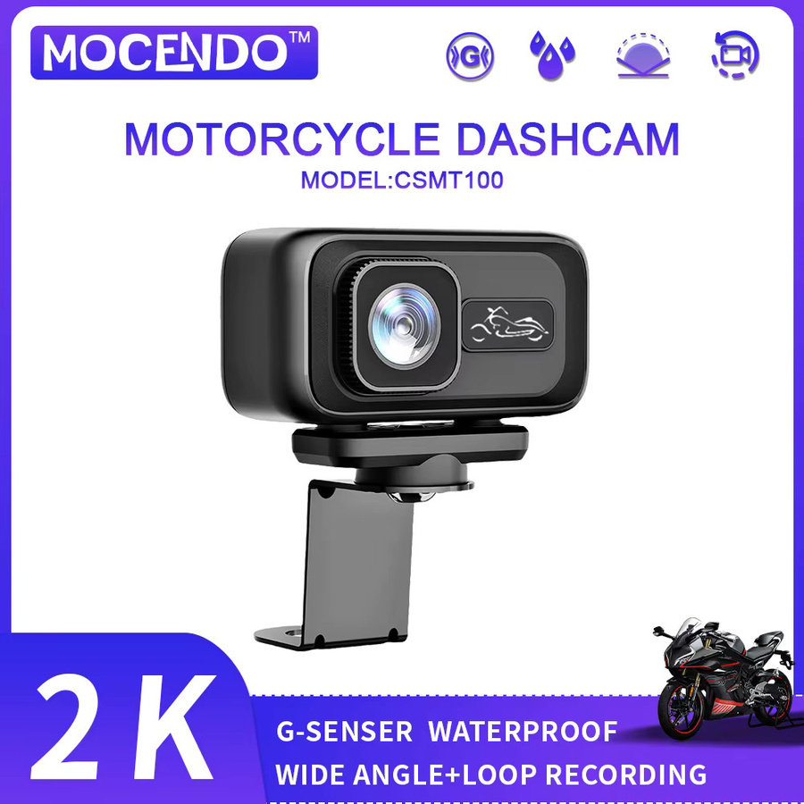 MOCENDO 2K Motorrad-Dashcam CSMT100 in Schwarz mit WLAN-App, IP65 wasserdicht, 140 Grad Weitwinkel und 128GB Speicher - Bild 2