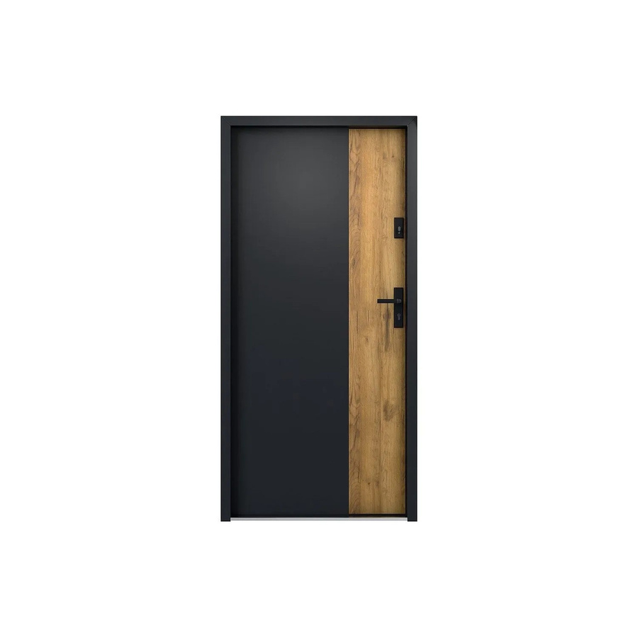 Mabena Haustür modern in Anthrazitgrau und Naturfarben Hell aus Stahl mit Breite: 95 cm, Höhe: 207 cm - Bild 2
