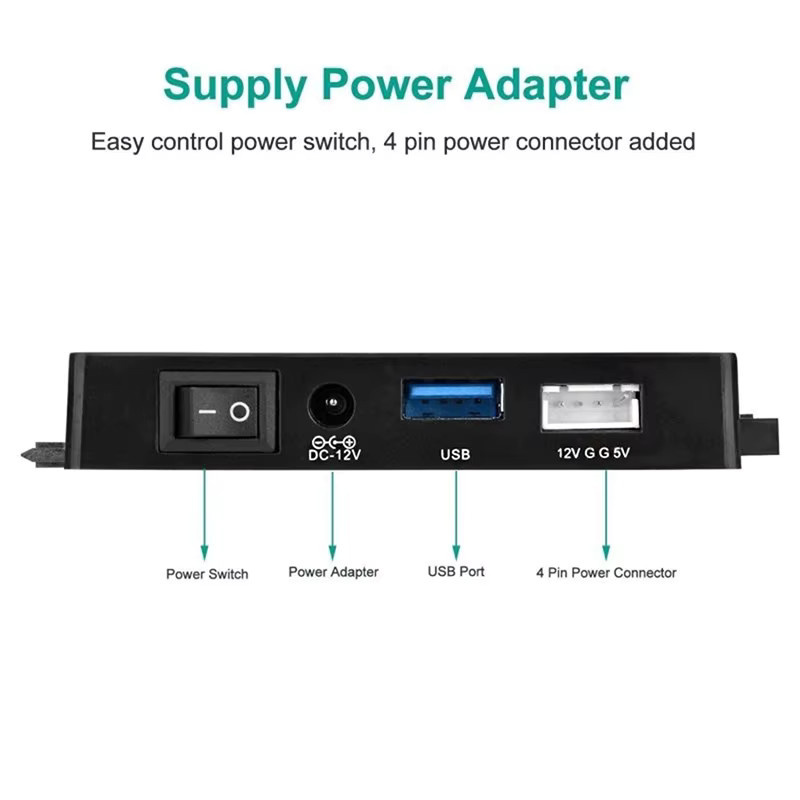 Congdi SATA/IDE zu USB 3.0 Adapter Konverter für 2,5 und 3,5 Zoll HDD/SSD bis 6 TB in Schwarz mit USB-C Anschluss - Bild 4