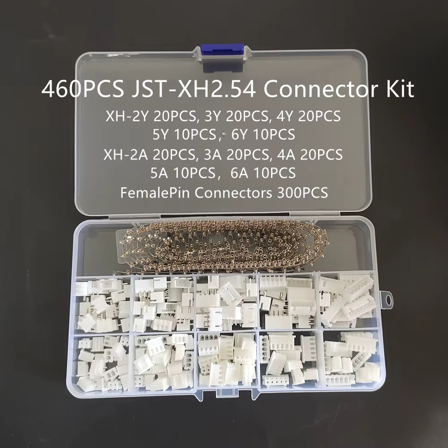 JST PH2.0 und XH2.54 Steckverbinder Set mit männlichen und weiblichen Nadelsteckern, geraden Terminals und Buchsen, Farbe: Weiß - Bild 2