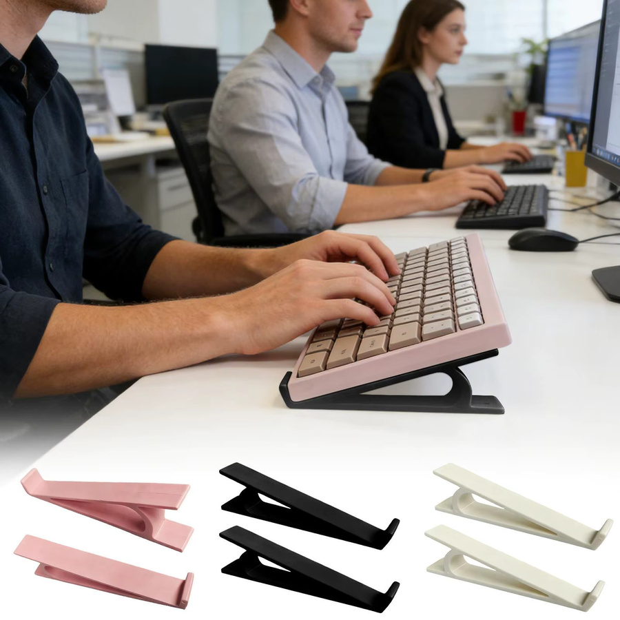 Ergonomischer und rutschfester Tastaturständer in Schwarz, 2-teiliges Set, verstellbarer und tragbarer Computerständer für dein Heimbüro - Bild 2