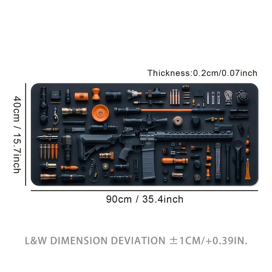 Gungear Gaming-Mauspad LockEdge in Orange, große Esports-Schreibtischunterlage aus rutschfestem Gummi, B/T: 90 x 40 cm - Bild 1