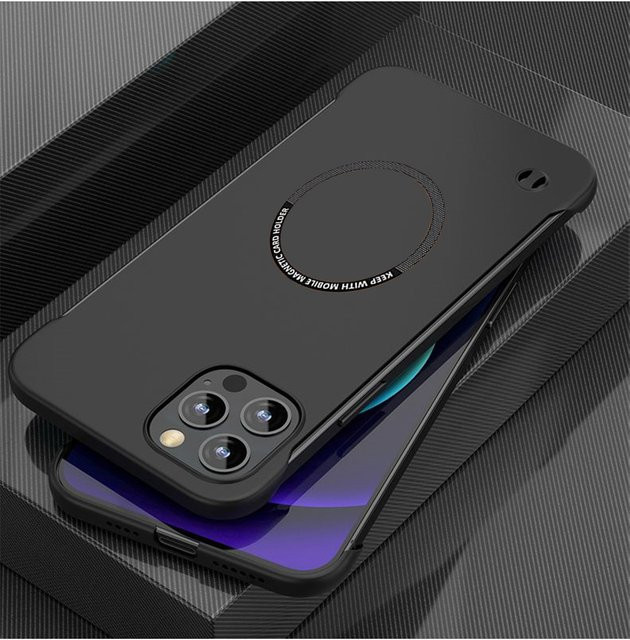 Fudusaidman Rahmenlose MagSafe Schutzhülle für iPhone 12 bis iPhone 17 Serie, Magnetische Matte PC-Abdeckung in Schwarz oder Grün - Bild 1