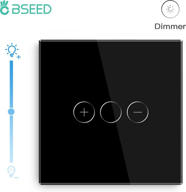 BSEED Touchscreen-Dimmer mit Glasscheibe, 1 Gang, 2-Wege, LED-dimmbar, Weiß und Schwarz, 10 A - Bild 1