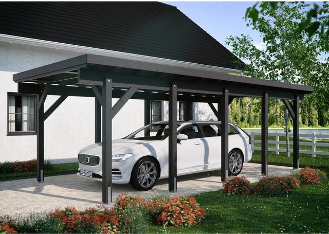 Kiehn-Holz Einzelcarport KH 321 aus Fichtenholz mit Satteldach und Stahl-Dacheindeckung in Anthrazit, B/T: 344 x 754 cm - Bild 1