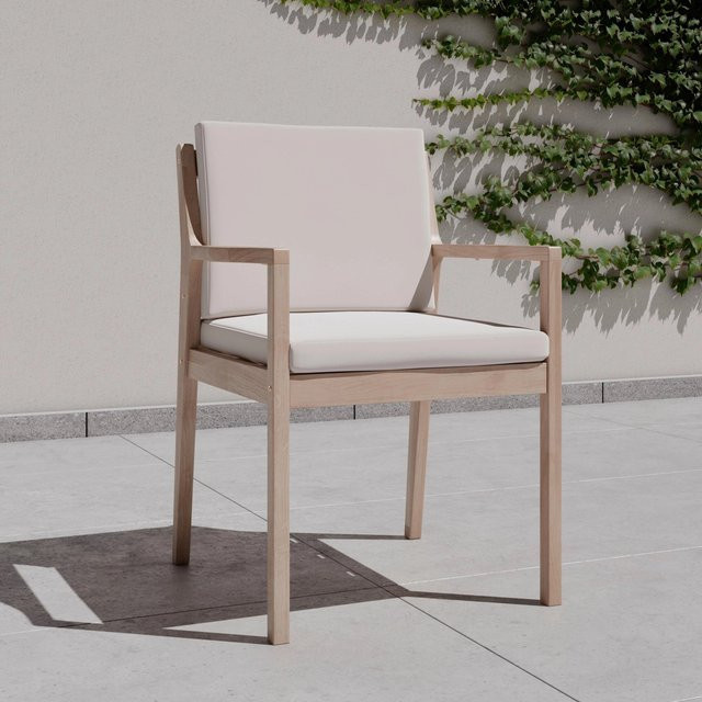 Mömax Gartenstuhl Ella aus Akazienholz in Braun und Beige mit Armlehnen und Sitzkissen - Bild 1