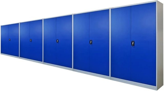 PROREGAL Aktenschrank Elephant aus Stahl mit 2 Flügeltüren, abschließbar, Blau/Lichtgrau, H x B x T: 180 x 120 x 40 cm - Bild 1