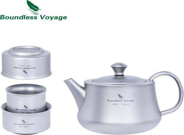 Boundless Voyage Titan-Wasserkocher aus Titan und Edelstahl, 300 ml, tragbare Teekanne für Reisen und Camping - Bild 1