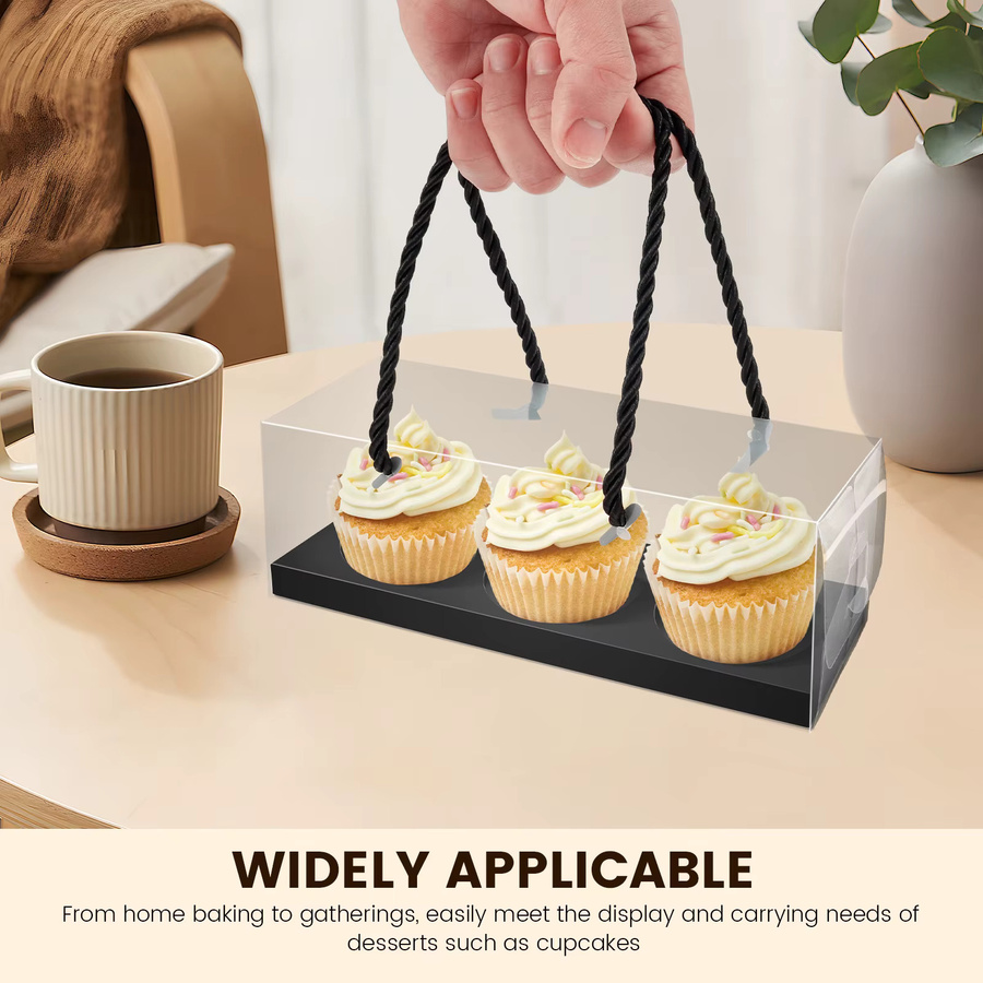 20 Stück transparente Cupcake-Boxen aus Kunststoff mit Griff für Party und Hochzeit - Bild 3