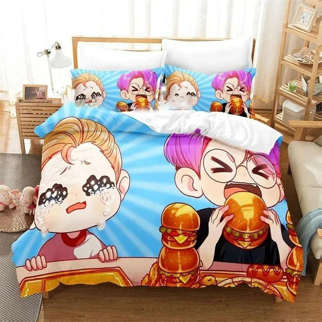 JMG Household Supplies Bettwäscheset 3D Cartoon Foxy Boxy Lanky-box Multicolor mit Reißverschluss, Bettbezug und Deckenbezug, Größe: 200 x 230 cm - Bild 1