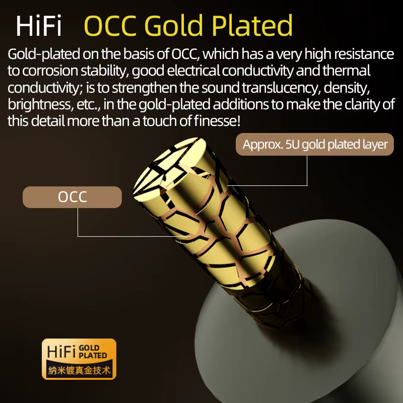 ATAUDIO HiFi-USB-Audiokabel mit OCC-vergoldeten Kontakten für DAC und Telefon, Typ USB-A zu USB-C oder USB-C zu USB-C, Gold - Bild 2