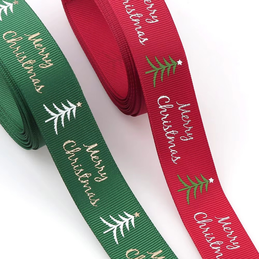 Aogue Weihnachtsbaumband Streifen in Grün und Rot, 5 Yards DIY-Dekoband für Geschenke und Weihnachtsdekoration - Bild 5