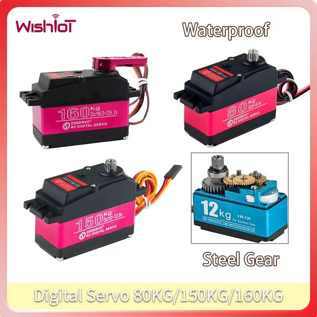 wishiot Digitaler Servo-Stahlgetriebe-Eisenkernmotor, wasserdicht, Metall, Bunt / Mehrfarbig - Bild 1