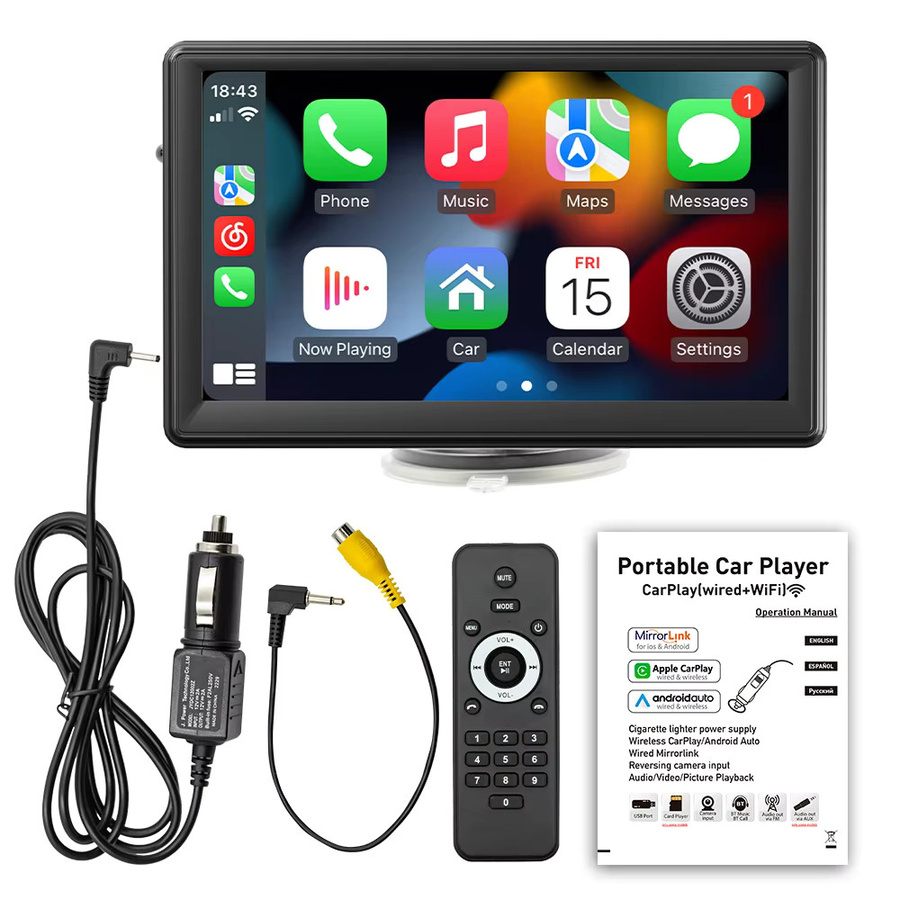 BQCC 7-Zoll Auto Kabelloses CarPlay Autoradio mit WiFi, GPS, Bluetooth und HD Multimedia Touchscreen in Schwarz - Bild 5