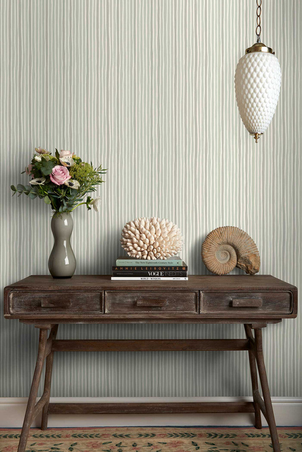 Cole & Son Tapete Croquet Stripe in Grün mit abstraktem Streifenmuster aus Vlies - Bild 1