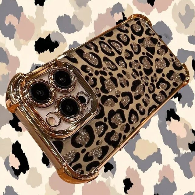 Glitzernde Handyhülle mit Leopardenmuster für Apple iPhone (verschiedene Modelle), Multicolor - Bild 1
