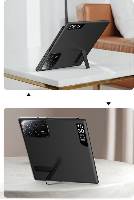 Xiaomi Mix Fold 4 Lederhülle mit Flip-Book-Ansicht und Windows-Ständer in Schwarz oder Grün - Bild 1