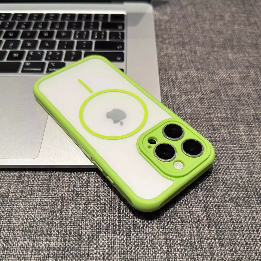 MagSafe Armor Schutzhülle für Apple iPhone 11 bis 17 Pro Max Plus, magnetische kabellose Ladeabdeckung, glänzend matt, Weiß und Grün - Bild 3