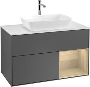 V&B Waschtischunterschrank Finion 100 in Weiß und Anthrazit Matt, B/T/H: 100 x 50,1 x 50,1 cm - Bild 1